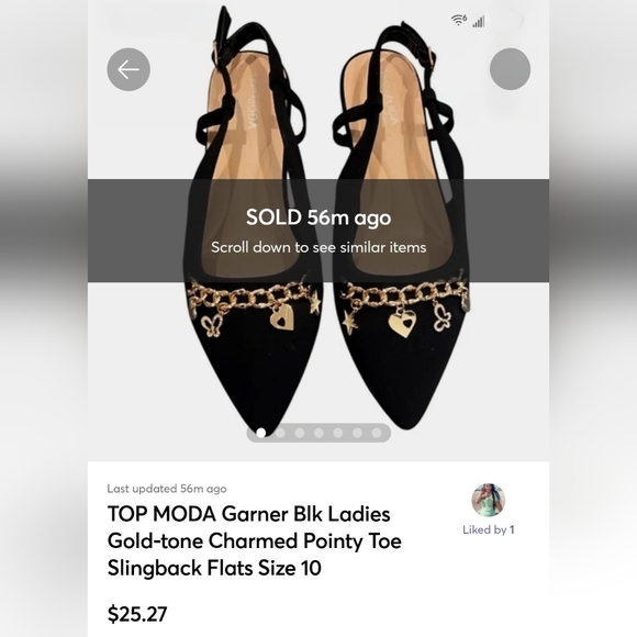 SOLD on DIfferent Site - TOP MODA Black Ladies Size 10 Gold-tone Charmed Shoes - Picture 1 of 8